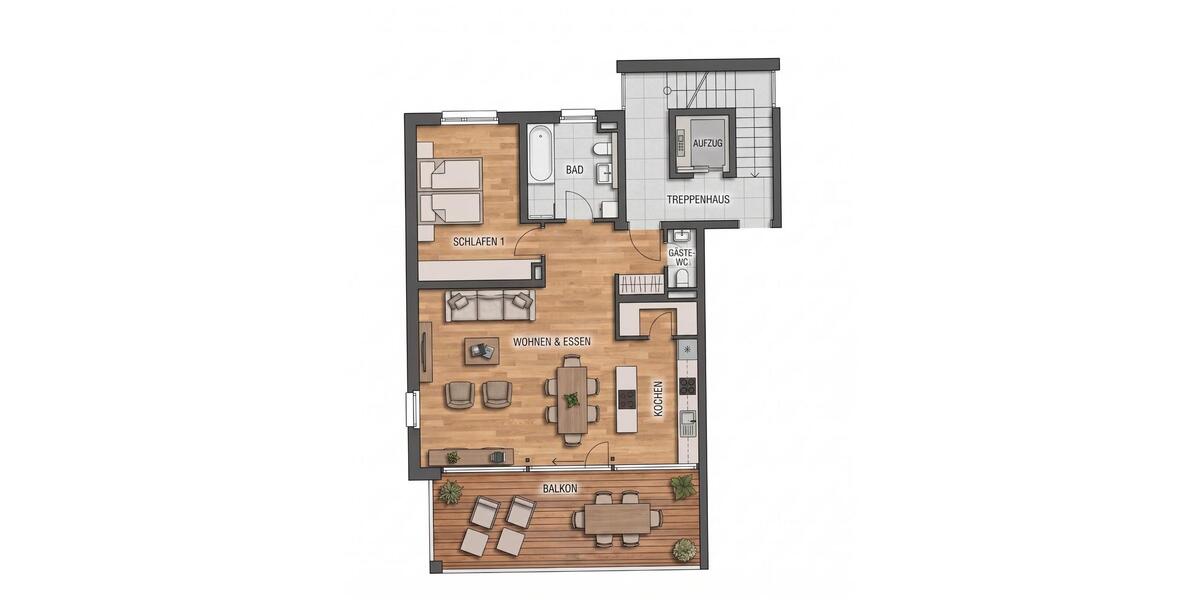 Etagenwohnung Friedrichshafen Ailingen - 2 Zimmer, 88 m&sup2;, 1.200&euro; | Angebot:26574184