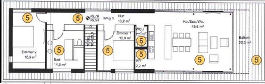 Dachgeschoßwohnung Überlingen - 3 Zimmer, 119 m&sup2;, 2.250&euro; | Angebot:26580201