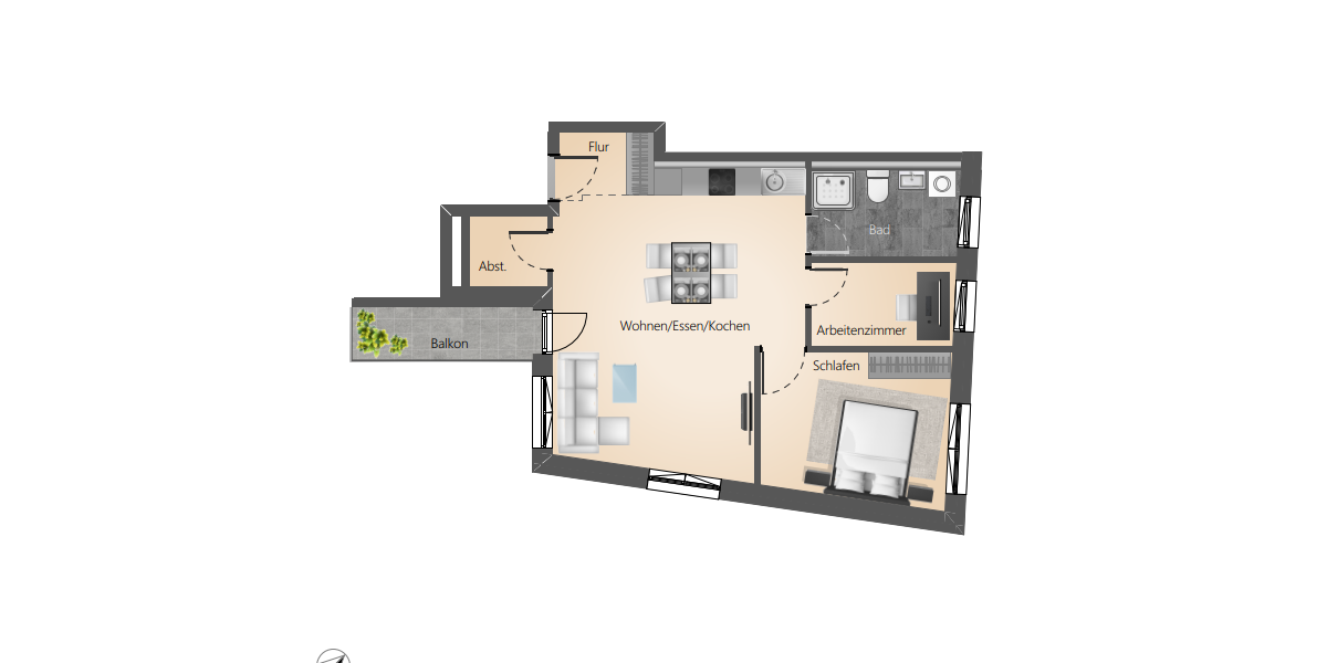 Etagenwohnung Überlingen - 3 Zimmer, 67 m&sup2;, 611.432&euro; | Angebot:23676748