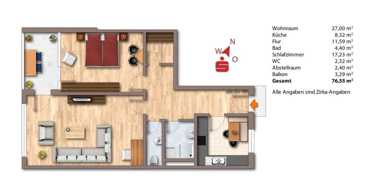 Etagenwohnung Immenstaad - 2 Zimmer, 76 m&sup2;, 219.000&euro; | Angebot:25308850