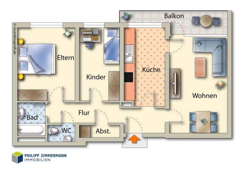 Etagenwohnung Konstanz Industriegebiet - 3 Zimmer, 78 m&sup2;, 385.000&euro; | Angebot:25837166