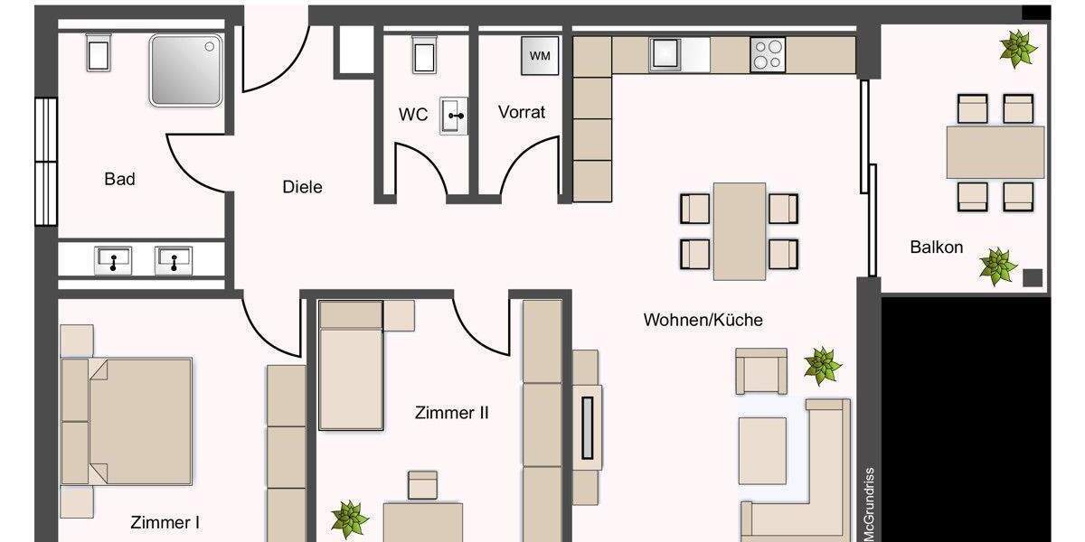 Etagenwohnung Zussdorf Zußdorf - 3 Zimmer, 92 m&sup2;, 398.180&euro; | Angebot:25740436