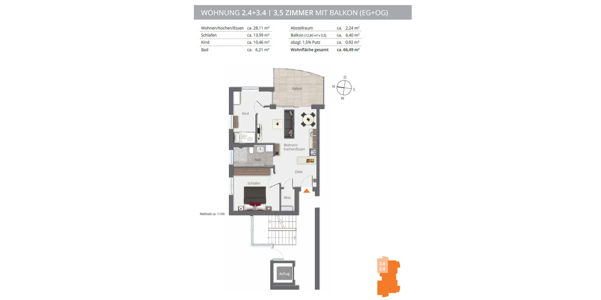 Etagenwohnung Überlingen - 3 Zimmer, 64 m&sup2;, 485.300&euro; | Angebot:25745022