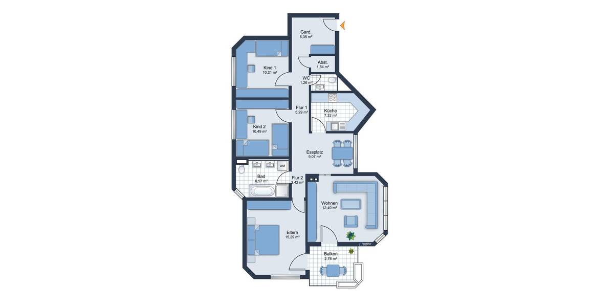 Etagenwohnung Friedrichshafen Allmannsweiler - 4 Zimmer, 95 m&sup2;, 395.000&euro; | Angebot:26657272
