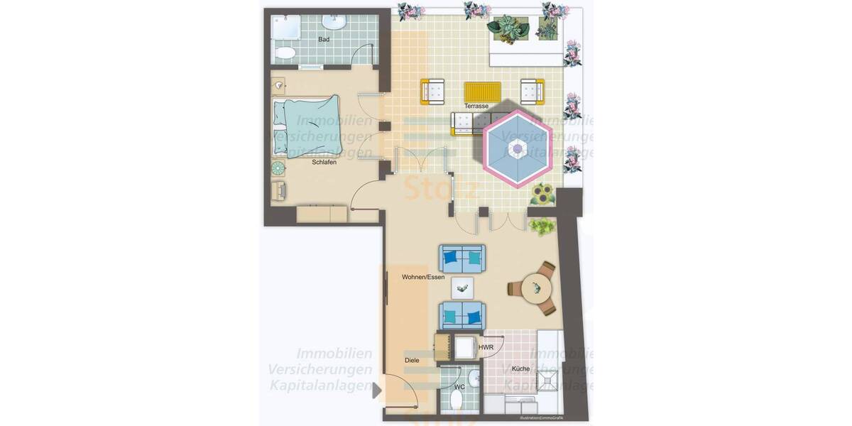 Terrassenwohnung Konstanz Altstadt - 2 Zimmer, 65 m&sup2;, 900&euro; | Angebot:26686104