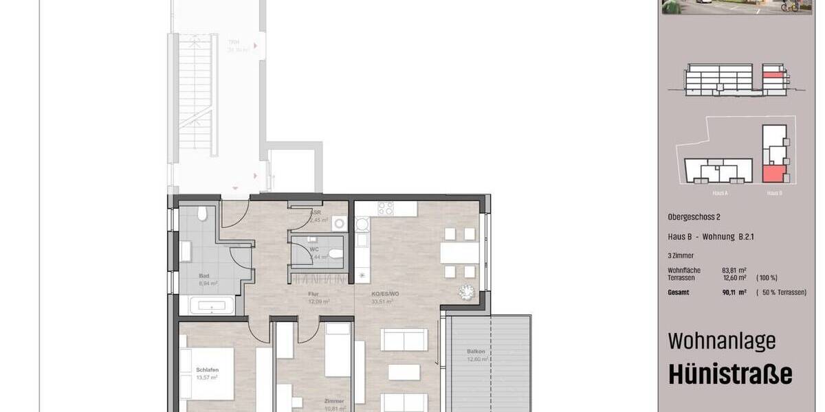 Etagenwohnung Friedrichshafen Schmitthennersiedlung - 3 Zimmer, 86 m&sup2;, 699.900&euro; | Angebot:25672309