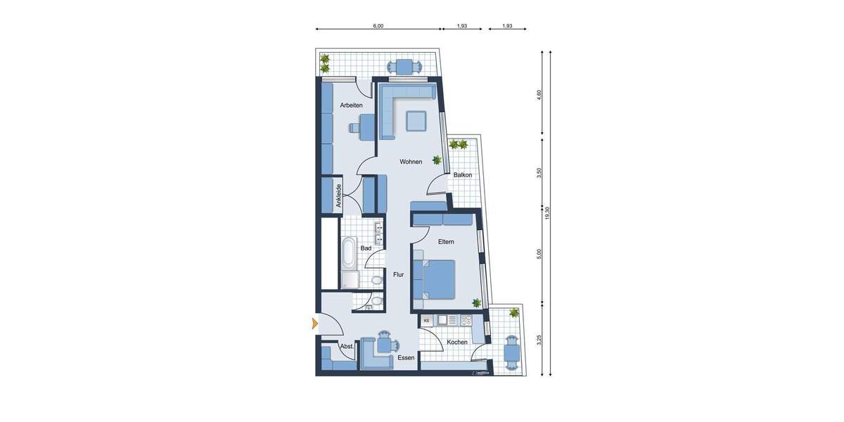 Etagenwohnung Friedrichshafen Allmannsweiler - 3 Zimmer, 99 m&sup2;, 435.000&euro; | Angebot:25671620