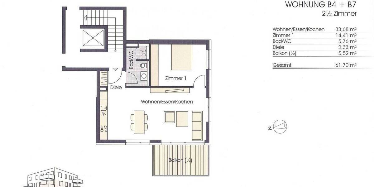 Etagenwohnung Weingarten - 2 Zimmer, 62 m&sup2;, 279.000&euro; | Angebot:25971046