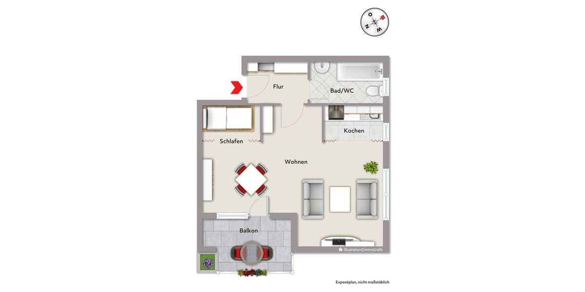 Etagenwohnung Konstanz Petershausen - 1 Zimmer, 40 m&sup2;, 169.000&euro; | Angebot:26064691