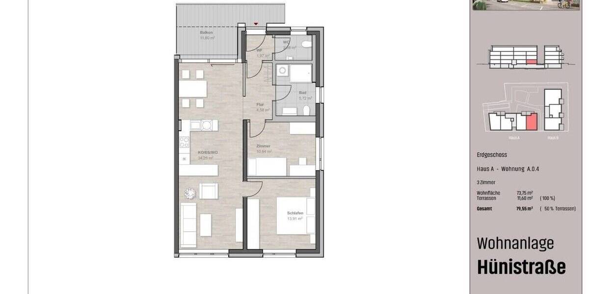 Etagenwohnung Friedrichshafen Schmitthennersiedlung - 3 Zimmer, 79 m&sup2;, 559.900&euro; | Angebot:25668003