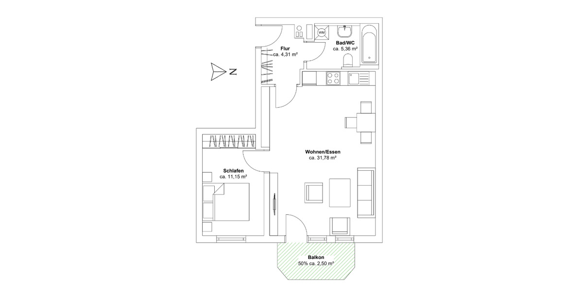 Etagenwohnung Konstanz Paradies - 2 Zimmer, 55 m&sup2;, 295.000&euro; | Angebot:26055780