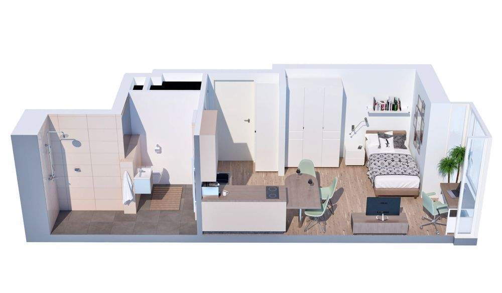 Etagenwohnung Friedrichshafen Allmannsweiler - 1 Zimmer, 24 m&sup2;, 245.000&euro; | Angebot:25772236