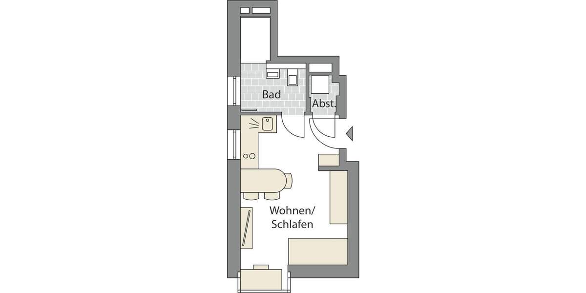 Etagenwohnung Friedrichshafen Allmannsweiler - 1 Zimmer, 24 m&sup2;, 245.000&euro; | Angebot:25772236