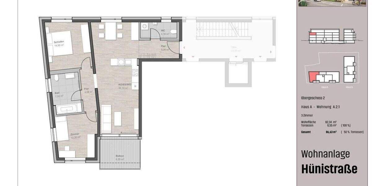 Etagenwohnung Friedrichshafen Schmitthennersiedlung - 3 Zimmer, 86 m&sup2;, 699.900&euro; | Angebot:25672309