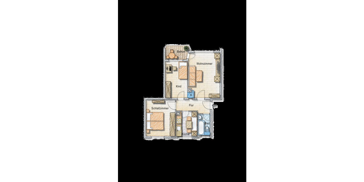Etagenwohnung Friedrichshafen Allmannsweiler - 3 Zimmer, 57 m&sup2;, 195.000&euro; | Angebot:25666111