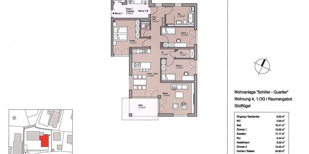 Etagenwohnung Wangen im Allgäu Wangen - 4 Zimmer, 122 m&sup2;, 747.130&euro; | Angebot:25940054