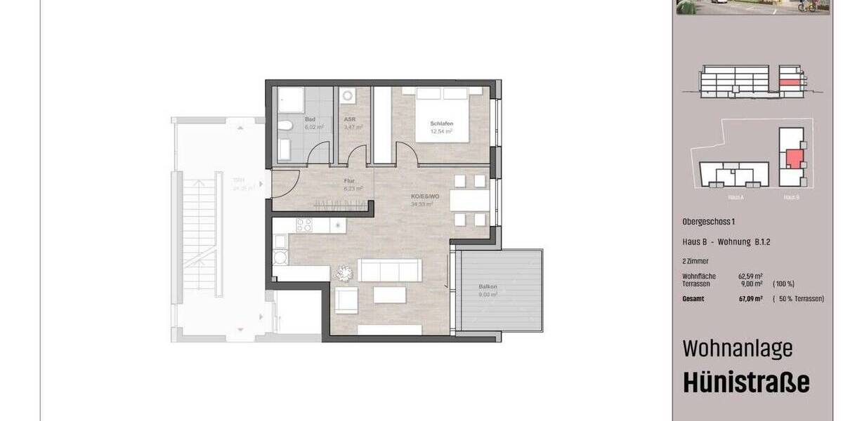 Etagenwohnung Friedrichshafen Schmitthennersiedlung - 2 Zimmer, 67 m&sup2;, 559.900&euro; | Angebot:25835020