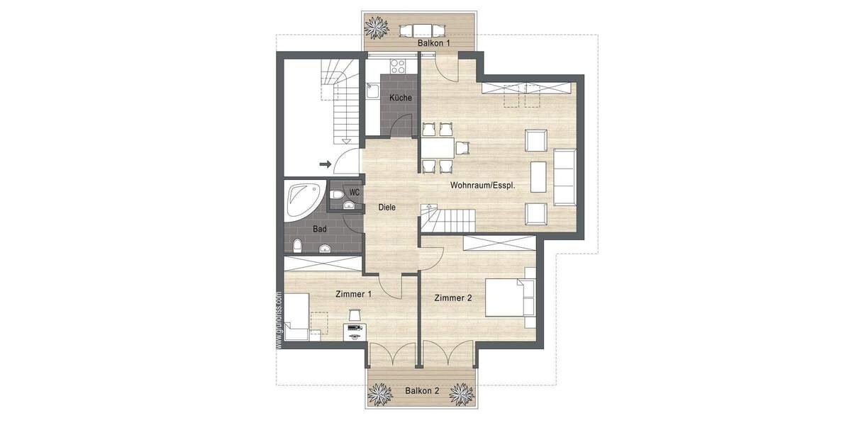 Etagenwohnung Wasserburg (Bodensee) / Selmnau Selmnau - 3 Zimmer, 105 m&sup2;, 439.000&euro; | Angebot:25697126