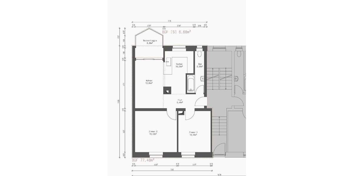 Etagenwohnung Konstanz Petershausen - 3 Zimmer, 68 m&sup2;, 423.000&euro; | Angebot:25752908