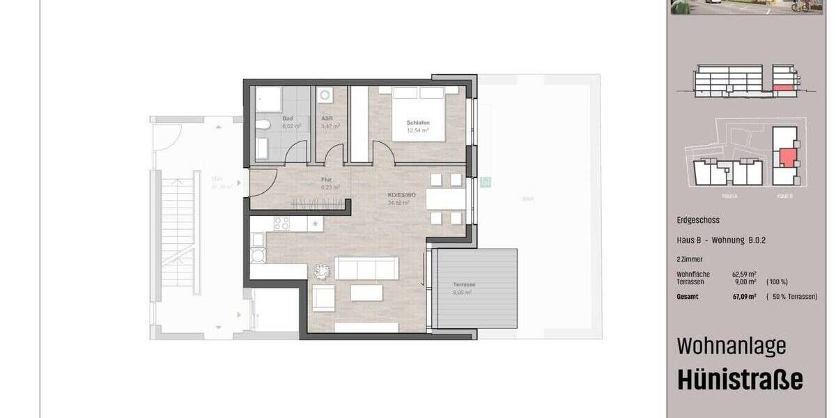 Terrassenwohnung Friedrichshafen Schmitthennersiedlung - 2 Zimmer, 67 m&sup2;, 499.900&euro; | Angebot:25770799