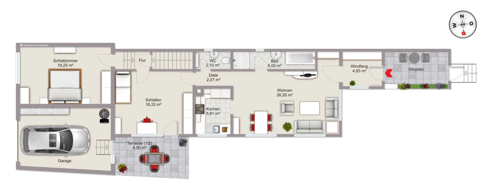 Einfamilienhaus Konstanz - 3 Zimmer, 95 m&sup2;, 1.800&euro; | Angebot:25888029