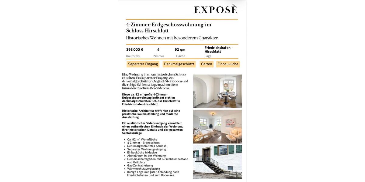 Erdgeschoßwohnung Friedrichshafen Ailingen - 4 Zimmer, 92 m&sup2;, 398.000&euro; | Angebot:26987249
