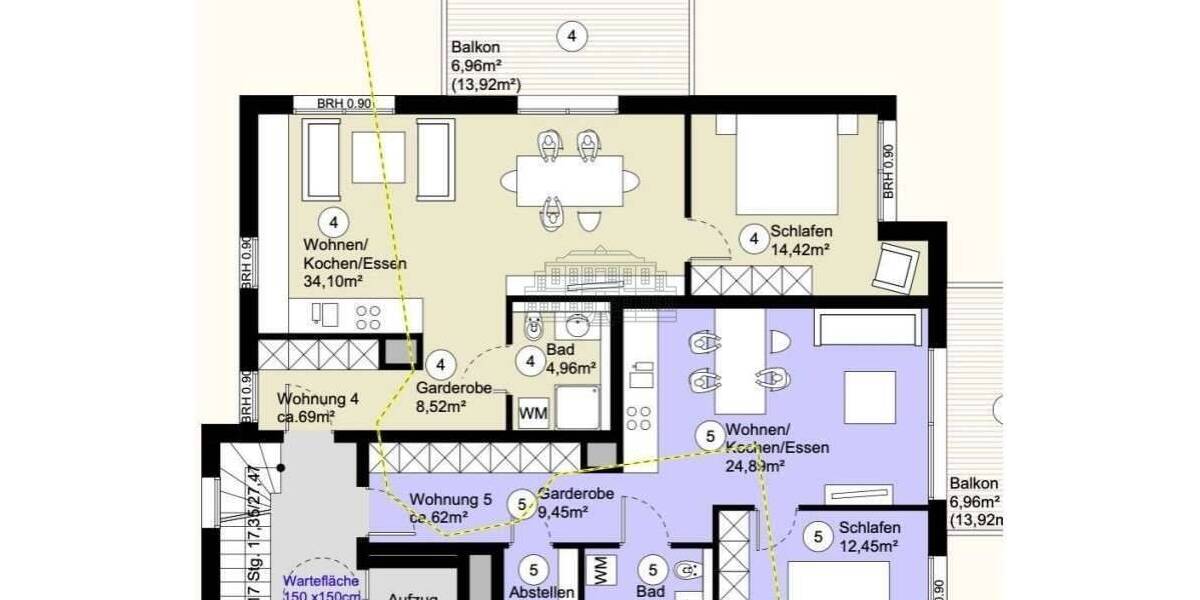 Etagenwohnung Eriskirch Wolfzennen - 2 Zimmer, 69 m&sup2;, 370.000&euro; | Angebot:26879563