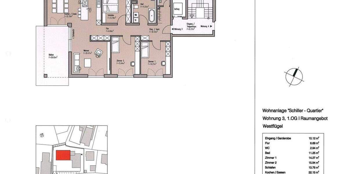 Etagenwohnung Wangen im Allgäu Wangen - 4 Zimmer, 140 m&sup2;, 860.260&euro; | Angebot:25929195