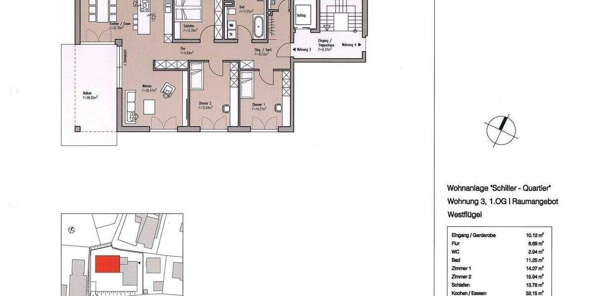 Etagenwohnung Wangen im Allgäu Wangen - 4 Zimmer, 140 m&sup2;, 860.260&euro; | Angebot:26043907