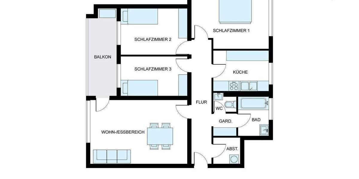 Etagenwohnung Ravensburg Weißenau - 4 Zimmer, 87 m&sup2;, 299.000&euro; | Angebot:26797701