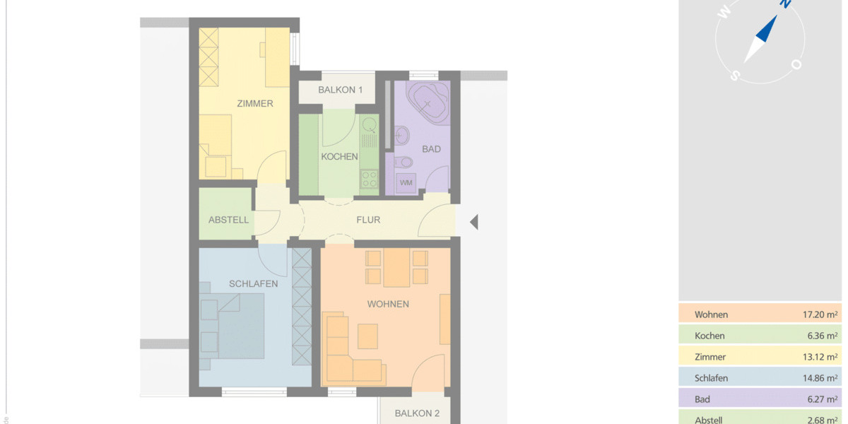 Etagenwohnung Weingarten - 3 Zimmer, 71 m&sup2;, 205.000&euro; | Angebot:26627358