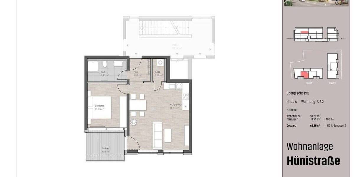 Etagenwohnung Friedrichshafen Schmitthennersiedlung - 2 Zimmer, 62 m&sup2;, 519.900&euro; | Angebot:25667997