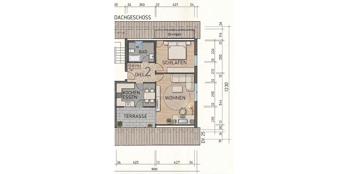 Dachgeschoßwohnung Baienfurt - 2 Zimmer, 56 m&sup2;, 240.000&euro; | Angebot:26577462