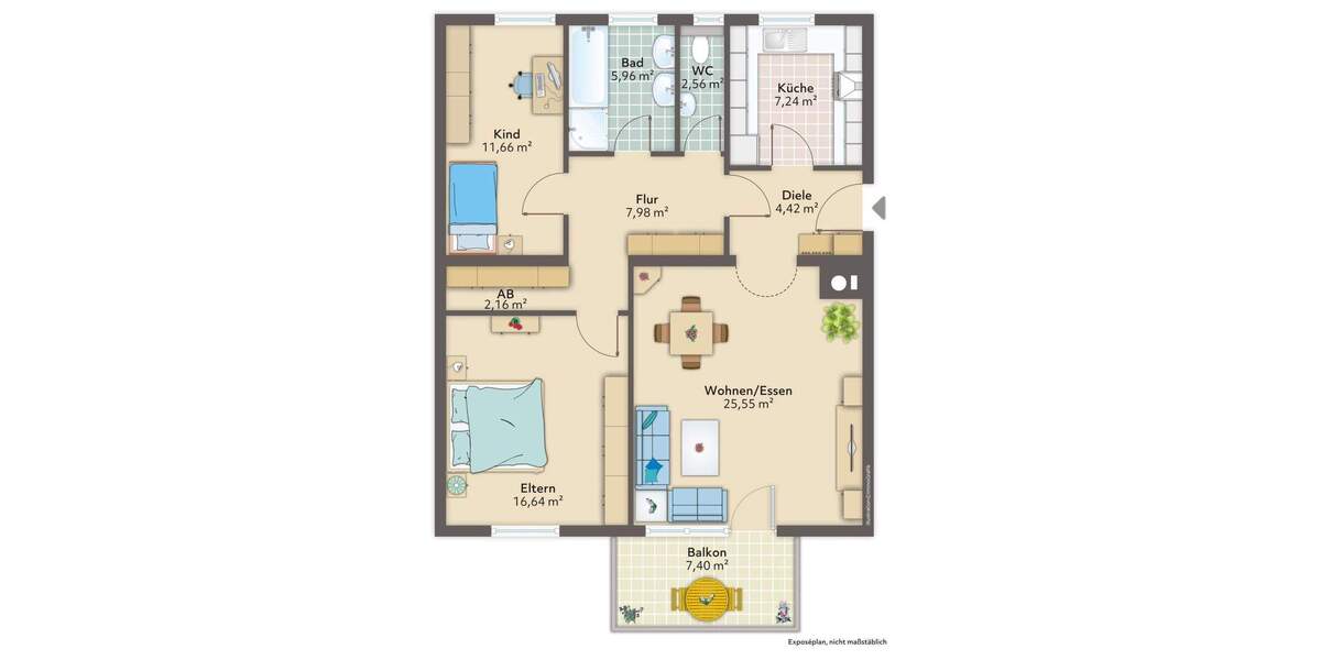 Etagenwohnung Konstanz Petershausen - 3 Zimmer, 92 m&sup2;, 463.000&euro; | Angebot:25692134