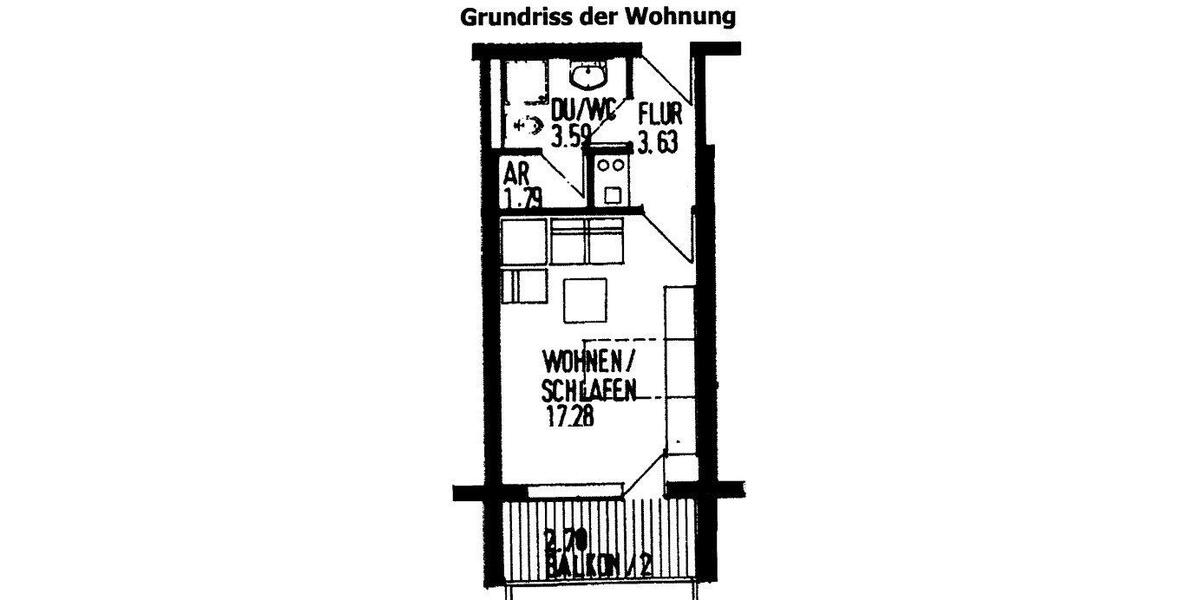Etagenwohnung Konstanz Konstanz-Fürstenberg - 1.5 Zimmer, 29 m&sup2;, 188.000&euro; | Angebot:26926945