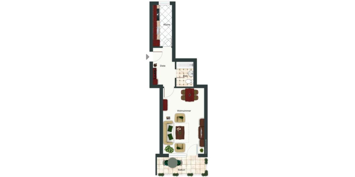 Hochparterre Konstanz Konstanz-Fürstenberg - 1.5 Zimmer, 36 m&sup2;, 198.000&euro; | Angebot:26688085